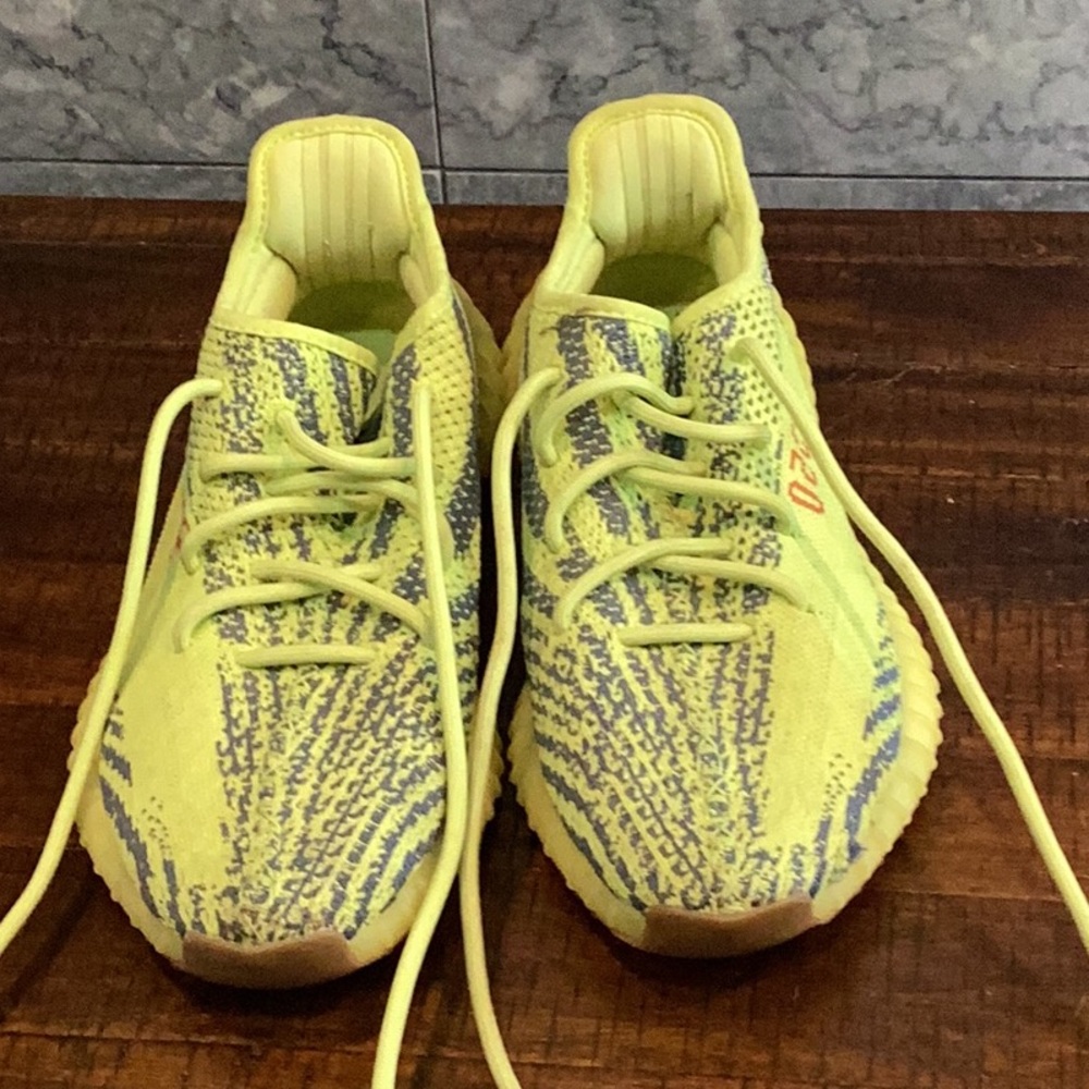 Yeezy for Adidas Boost 350 Yellow and Gray Knit Sneakers, size 7.5